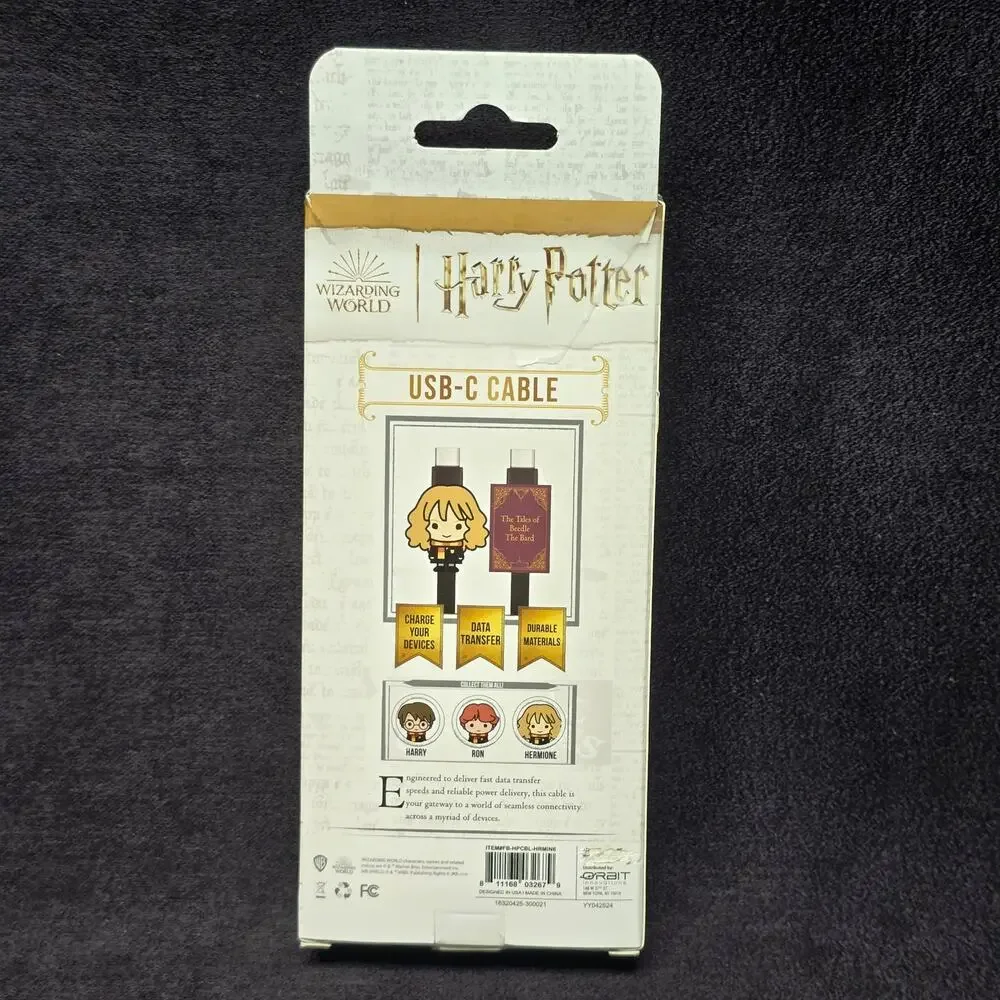 Harry Potter Sorting Hat Wall Charger & Hermione USB-C Cable 4 Feet